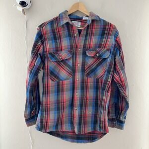 Private Property Mens Plaid Flannel Shirt USA Size M VTG Button Up Lumberjack 90